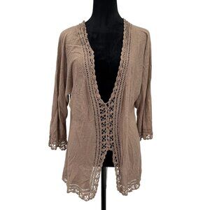 Elisabeth‎ Crochet Boho Cardigan Top Womens Size 1X Silk Blend Lightweight Knit